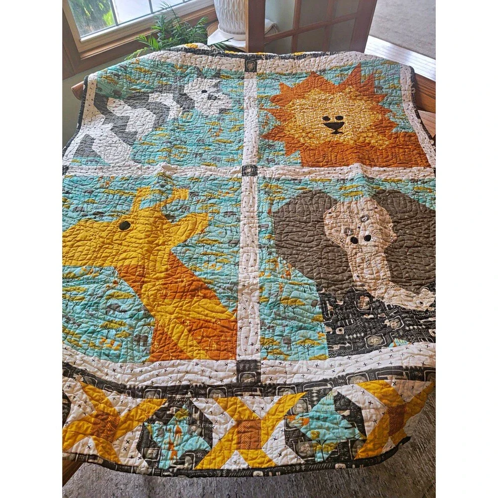 Handmade Quilt Quilted Safari Theme Multicolor Unisex Bedding